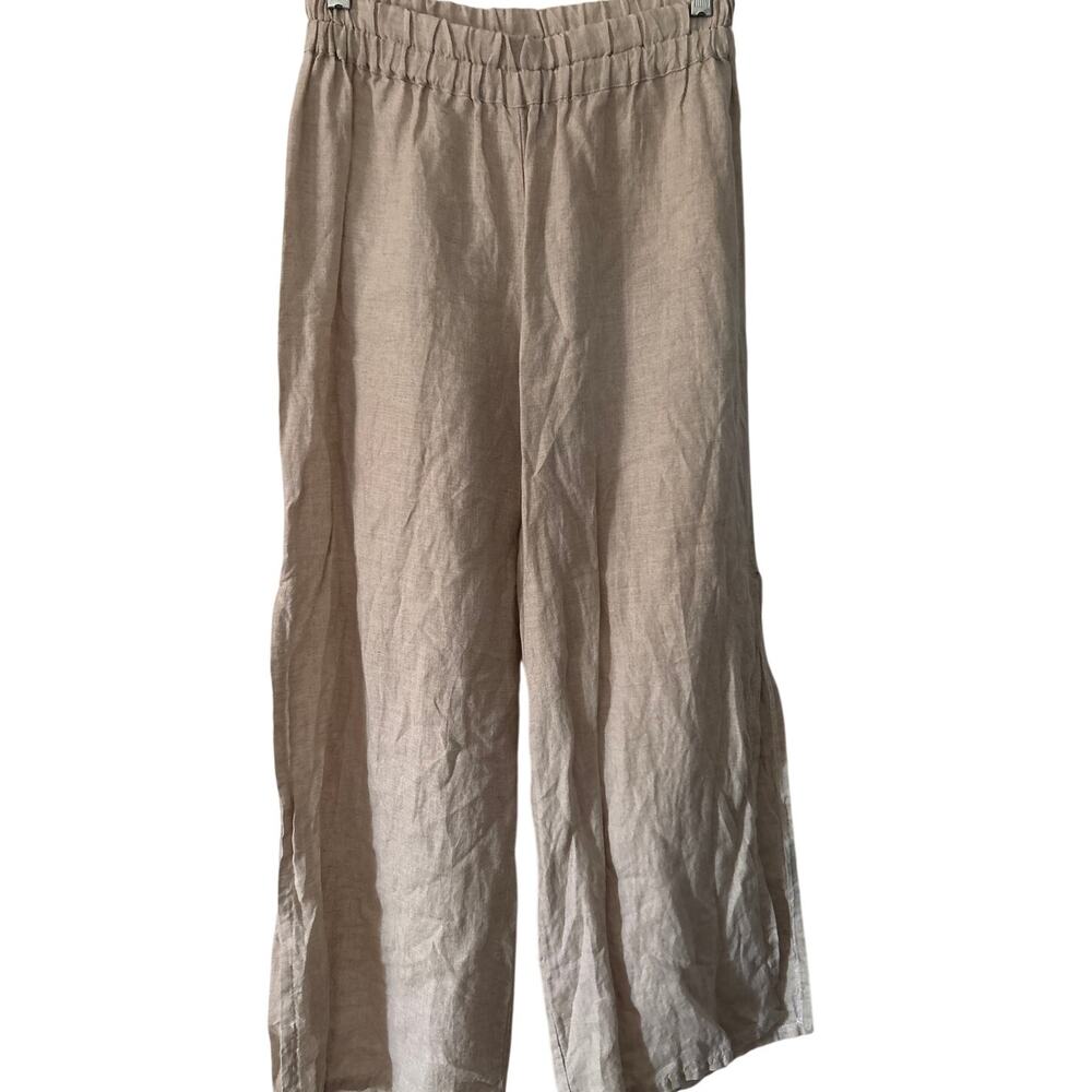 Blitz 100% Linen Pants Made in Italy Size Medium Split Leg Resort Wear